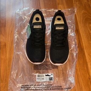 Skechers Women's Black Sneakers with White Soles